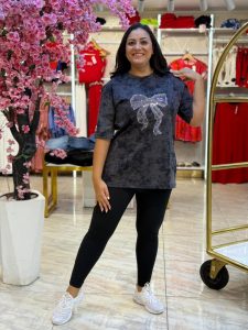 Short Sleeve Bow Army Grey T-shirt