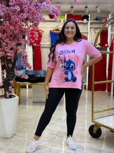 Plain Color Short Sleeve Stitch T-shirt - Image 2