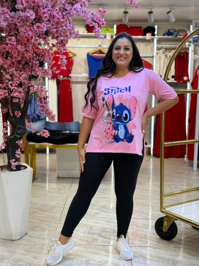 Plain Color Short Sleeve Stitch T-shirt - Image 2