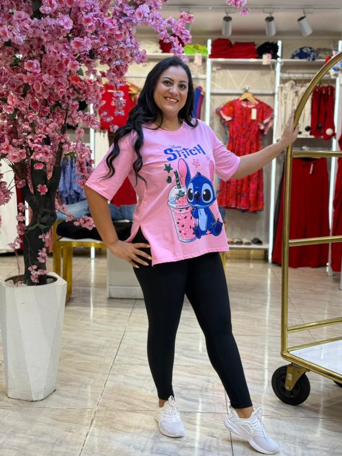 Plain Color Short Sleeve Stitch T-shirt - Image 1