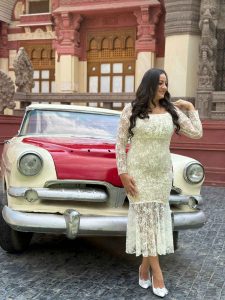 Long Sleeve Floral Lace Long Dress - Image 4