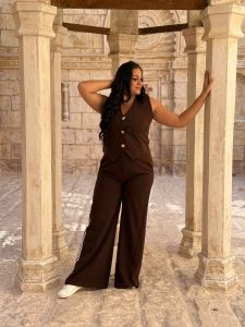 Set Two Pieces Front Buttons Vest & Wide Leg Pants - Image 8