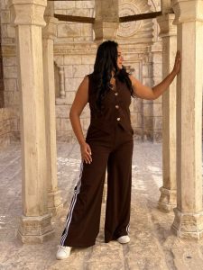 Set Two Pieces Front Buttons Vest & Wide Leg Pants - Image 7