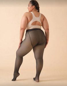 Big Size Black Lined Tights - Image 2