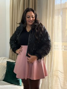 Long Sleeve Black Drop Pearls Jacket