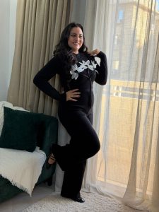 Set Two Pieces Front Flowers Long Sleeve Top & Wide Leg Pants - Image 3