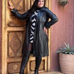 Long Sleeve Plain Color Leather Coat