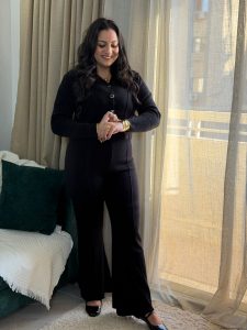 Plain Color Set Two Pieces Front Button Top & Wide Leg Pants - Image 4