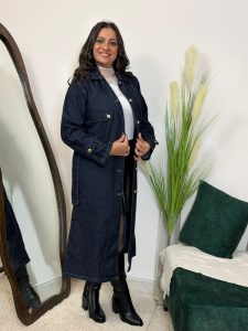 Long Sleeve Front Buttons Long Jeans Dress - Image 3