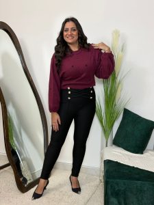 ⁦Plain Color Long Sleeve Pullover⁩ - الصورة ⁦2⁩