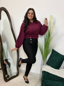 ⁦Plain Color Long Sleeve Pullover⁩ - الصورة ⁦4⁩