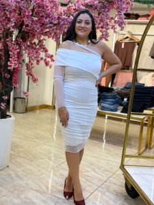 Plain Color One Shoulder Tulle Dress - Image 13