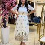 Short Sleeve Plaid Long Dress With Belt