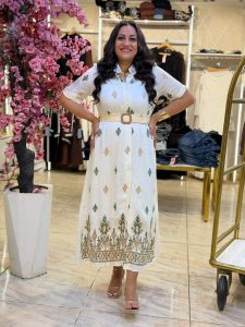 Short Sleeve Plaid Long Dress With Belt