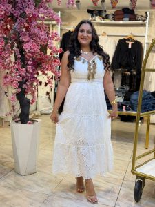 Handmade Guipure Sleeveless Long Dress