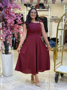 Sleeveless Plain Color Side Brooch Long Dress - Image 12