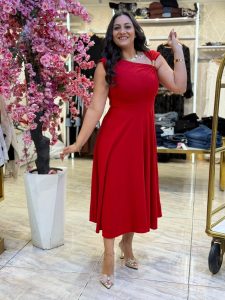 Sleeveless Plain Color Side Brooch Long Dress - Image 3