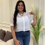 Short Sleeve White Chiffon Blouse