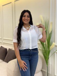 Short Sleeve White Chiffon Blouse