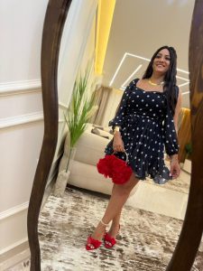 Polka Dot Chiffon Dress with a Tie at The Waist - Image 13