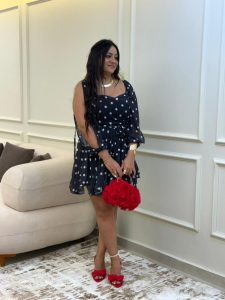Polka Dot Chiffon Dress with a Tie at The Waist - Image 6