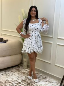 Polka Dot Chiffon Dress with a Tie at The Waist - Image 8