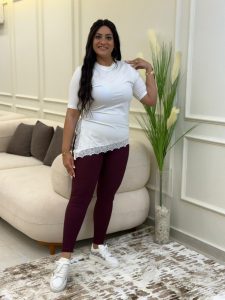 ⁦Short Sleeve Plain Color Top⁩ - الصورة ⁦2⁩