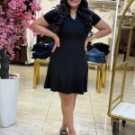 Short Sleeve Black Short Dress