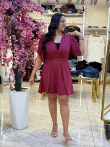 ⁦Short Sleeve Plain Color Short Dress⁩ - الصورة ⁦6⁩