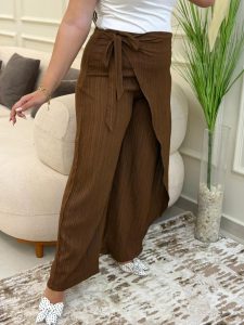 Wide Leg Pants with a Drawstring at the Waist