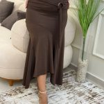 Long Skirt with a Belt and a Ring at the Waist