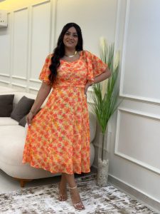 Short Sleeve Flowery Long Dress - Image 2