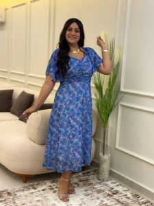 Short Sleeve Flowery Long Dress - Image 7