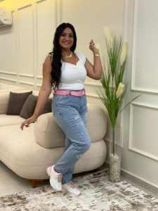 ⁦Cutting Pants with embroidered MEOW Belt⁩ - الصورة ⁦3⁩