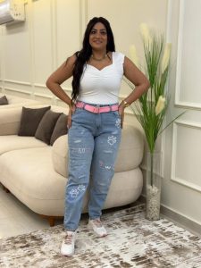 ⁦Cutting Pants with embroidered MEOW Belt⁩ - الصورة ⁦4⁩