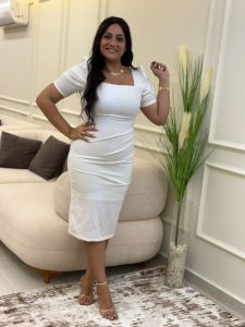 ⁦Short Sleeve Plain Color Long Dress⁩ - الصورة ⁦3⁩