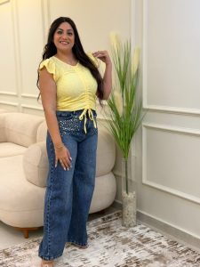 Guipure Blouse with a Drawstring at the Chest - Image 2