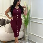 Sleeveless Front Buttons & Chain Dress