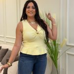 Sleeveless Front Brooch Top