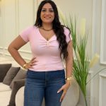 Short Sleeve Front Brooch Top