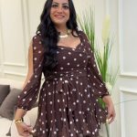 Polka Dot Chiffon Dress with a Tie at The Waist