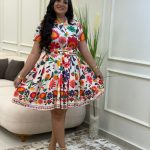 Short Sleeve Colorful Short Belted Dress