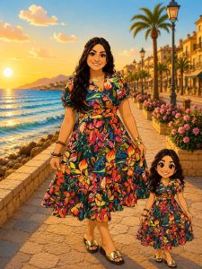 Short Sleeve Colorful Long Dress