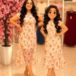 Short Sleeve Floral Tulle Dress