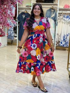 Short Sleeve Colorful Long Dress - Image 11
