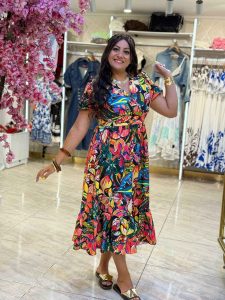 Short Sleeve Colorful Long Dress - Image 12