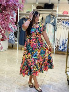 Short Sleeve Colorful Long Dress - Image 13