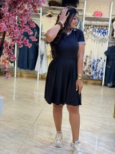 Short Black Drees With Lined Coal - Image 8