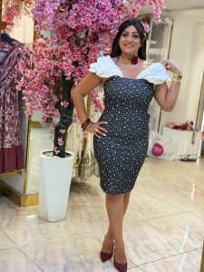 Off Shoulder Polka Dots Long Dress - Image 6