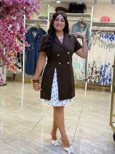 Set Two Pieces Short Sleeve Jacket With Short Dotted Skirt - Image 2